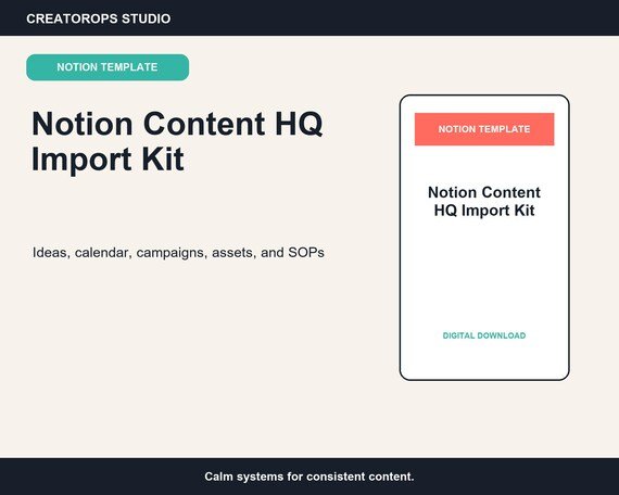 Notion Content Planner | 5 Database Import Kit for Creators and Social Media
