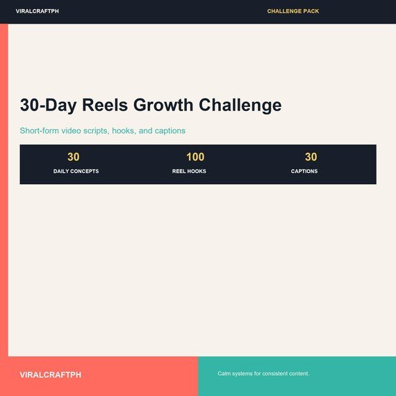 Reels Scripts Planner | 30-Day Short-Form Video Challenge for TikTok and Instagram